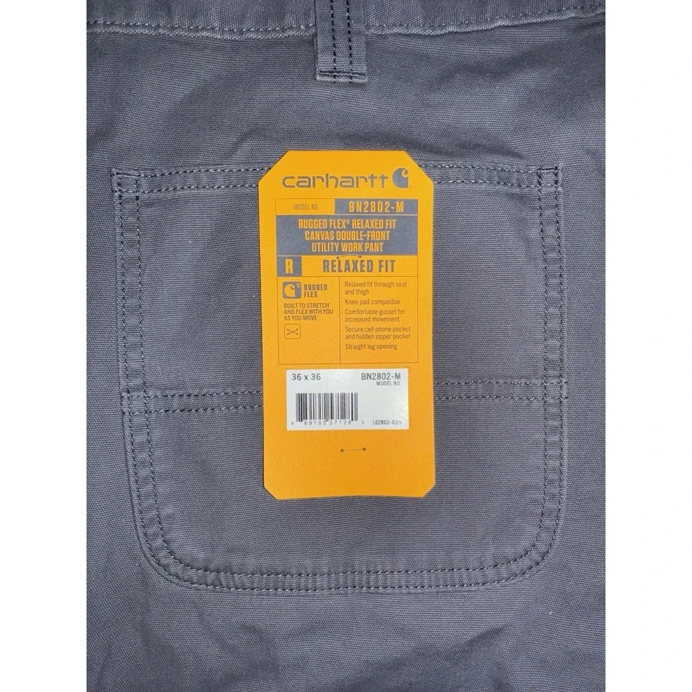 Carhartt BN2802-M 36x36 Relaxed Rugged Flex Double Front Utility Pants Dim Grey